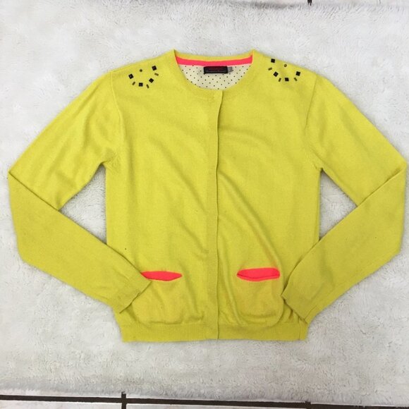 Catimini Other - Catimini Little Girls Yellow Button Front Beaded Cardigan Size 12